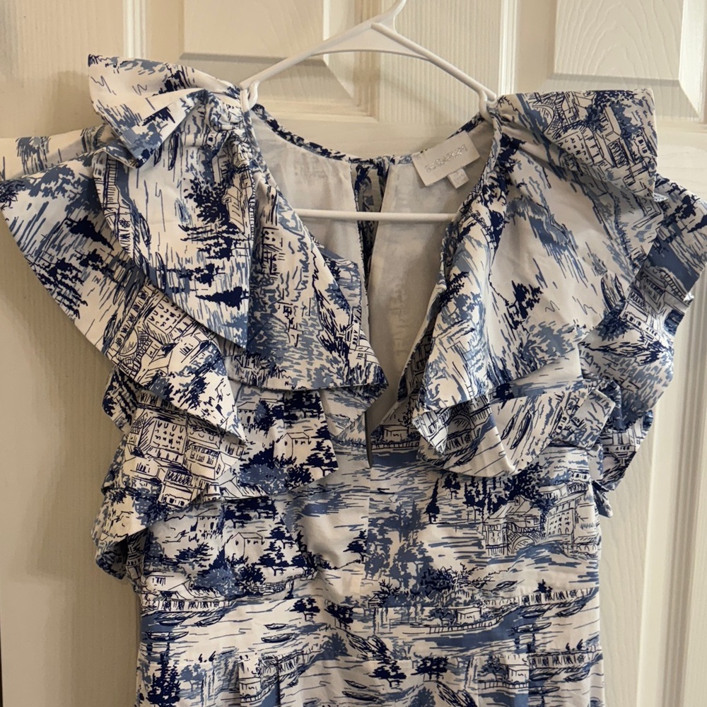 Sugarlips Blue and White Printed Midi Dress